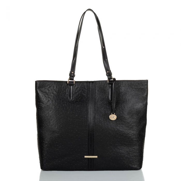 Brahmin Tansey Black Leather Open-Top Tote Bag ID:Brahmin-202505