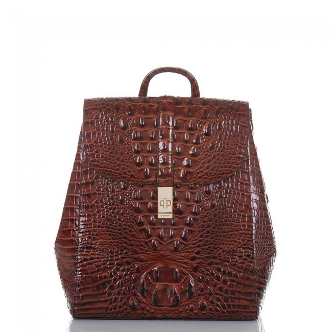 Brahmin Sadie Leather Flap Backpack | Pecan Melbourne ID:Brahmin-203534
