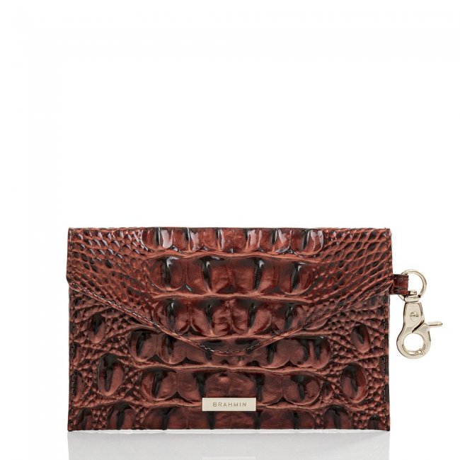 Brahmin Mini Envelope Case | Pecan Leather Envelope Wallet ID:Brahmin-202706