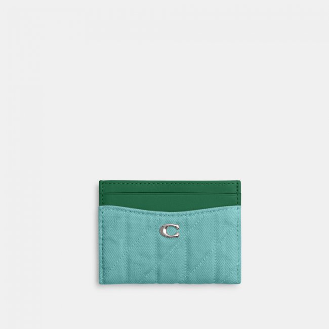 Coach Essential Card Case With Quilting - Green
