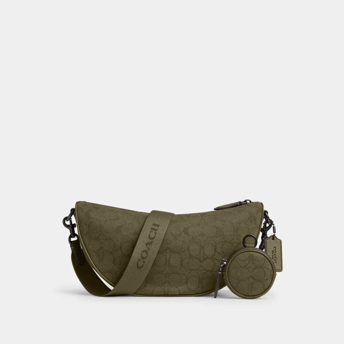 Coach Hall Soft Sling Bag In Signature Jacquard 30 - Green