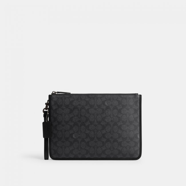 Coach Charter Pouch In Signature Canvas - Black Coach Charter Pouch In Signature Canvas - Black