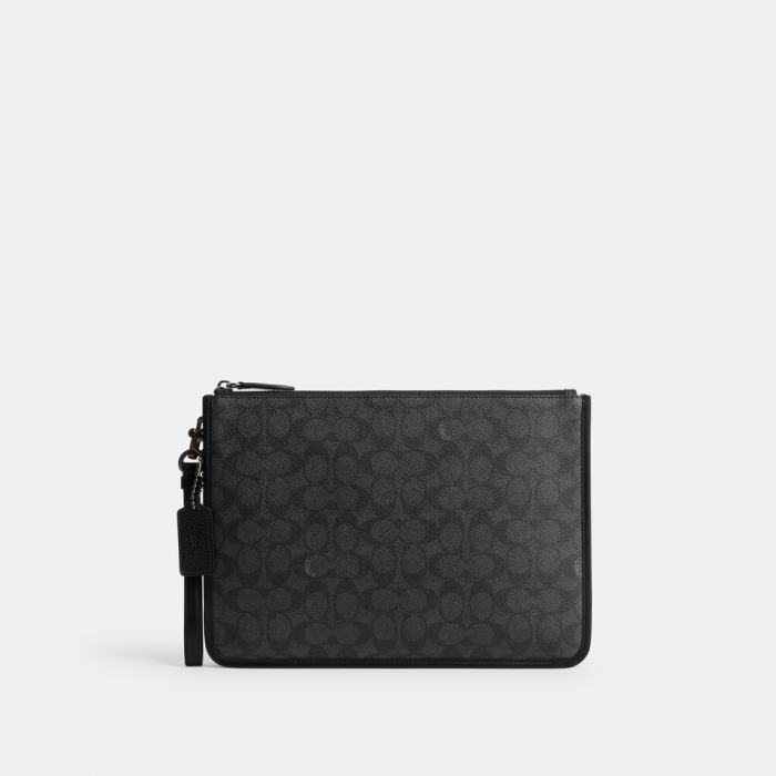 Coach Charter Pouch In Signature Canvas - Black