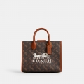 Coach Ace Tote 26 With Horse And Carriage Print - DARK BROWN