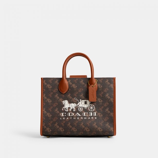Coach Ace Tote 26 With Horse And Carriage Print - DARK BROWN Coach Ace Tote 26 With Horse And Carriage Print - DARK BROWN