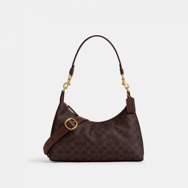 Coach Juliet Shoulder Bag In Signature Canvas - DARK BROWN