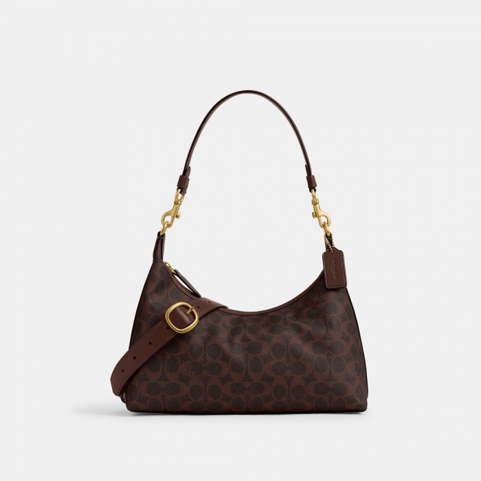 Coach Juliet Shoulder Bag In Signature Canvas - DARK BROWN