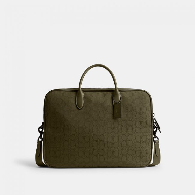 Coach Theo Work Bag In Signature Jacquard 27 - Green