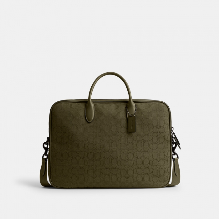 Coach Theo Work Bag In Signature Jacquard 27 - Green