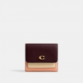 Coach Mila Small Flap Wallet In Colorblock - BURGUNDY