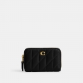 Coach Essential Small Zip Around Card Case With Pillow Quilting - Black