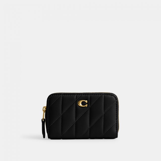 Coach Essential Small Zip Around Card Case With Pillow Quilting - Black