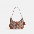 Coach Hamptons Hobo Bag In Crystal Signature Jacquard 26 - Brown Coach Hamptons Hobo Bag In Crystal Signature Jacquard 26 - Brown