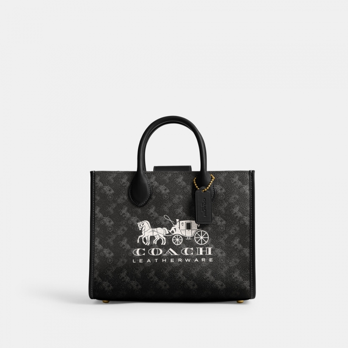 Coach Ace Tote 26 With Horse And Carriage Print - Black