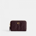 Coach Essential Small Zip Around Card Case With Pillow Quilting - Dark Purple