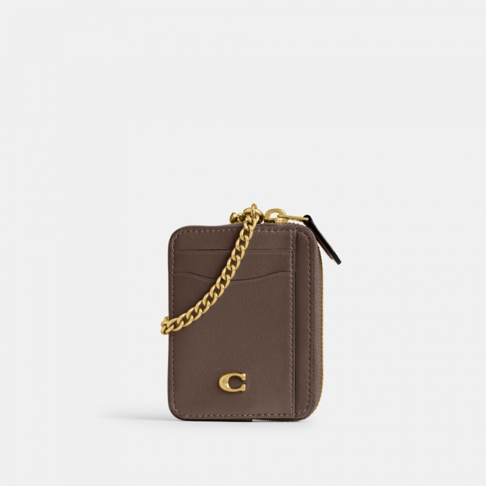 Coach Essential Chain Card Case - Brown