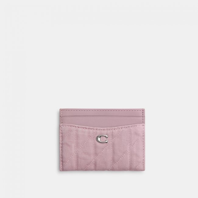 Coach Essential Card Case With Quilting - Pink