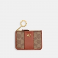 Coach Essential Mini Id Card Case In Signature Canvas - Light/Pastel Brown