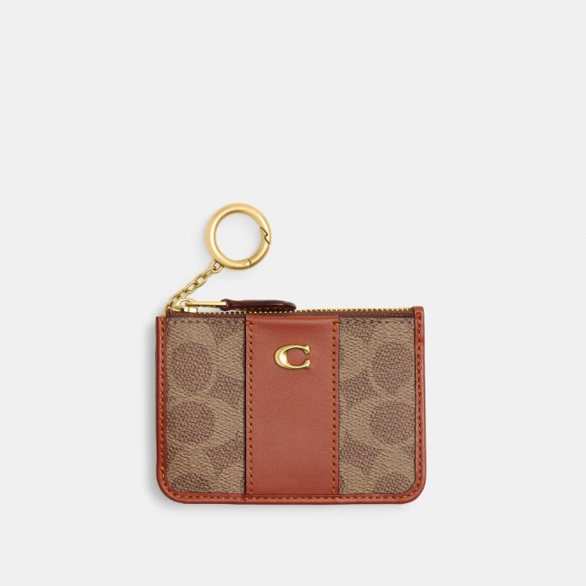 Coach Essential Mini Id Card Case In Signature Canvas - Light/Pastel Brown