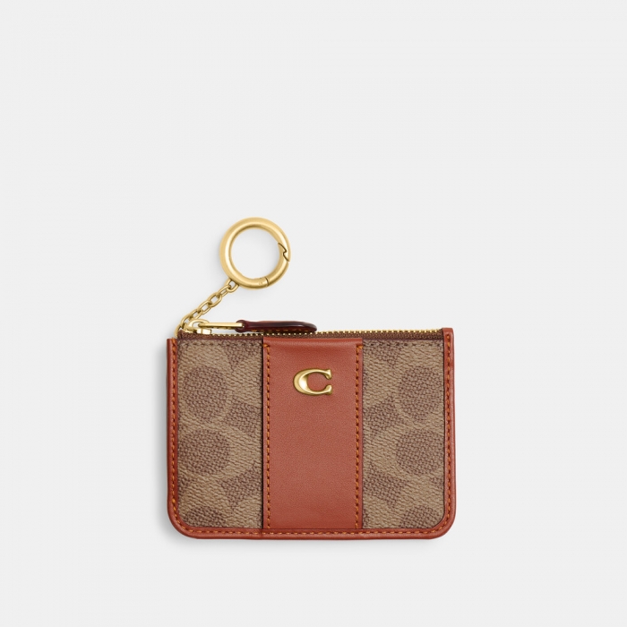 Coach Essential Mini Id Card Case In Signature Canvas - Light/Pastel Brown