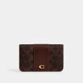 Coach Essential Slim Card Case In Signature Canvas - DARK BROWN