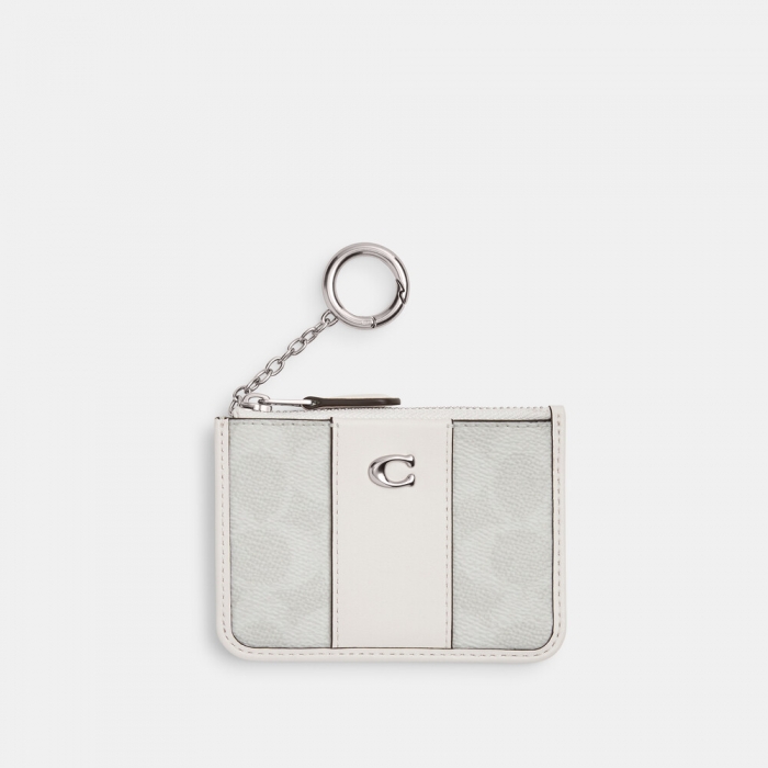 Coach Essential Mini Id Card Case In Signature Canvas - WHITE