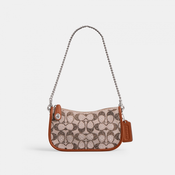 Coach Swinger Bag 20 In Crystal Signature Jacquard 20 - Brown