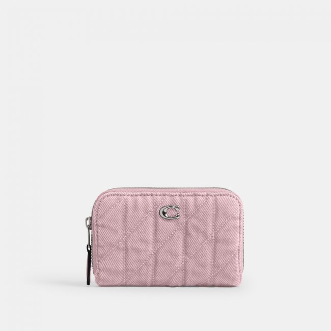 Coach Essential Small Zip Around Card Case With Quilting - Pink