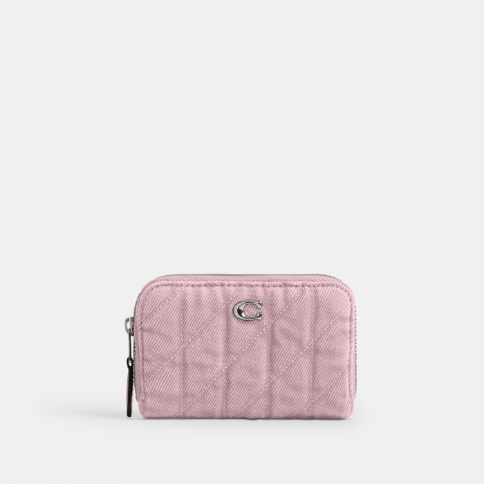 Coach Essential Small Zip Around Card Case With Quilting - Pink
