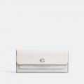 Coach Mila Long Flap Wallet In Signature Canvas - WHITE