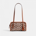 Coach Swing Zip Bag 20 In Crystal Signature Jacquard - Brown
