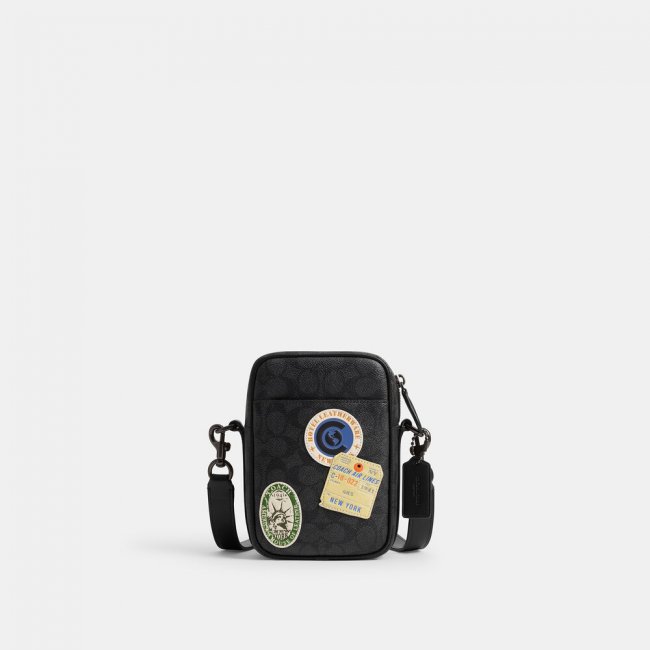 Coach Hitch Crossbody In Signature Canvas With Patches - Black Coach Hitch Crossbody In Signature Canvas With Patches - Black