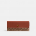 Coach Mila Long Flap Wallet In Signature Canvas - Light/Pastel Brown