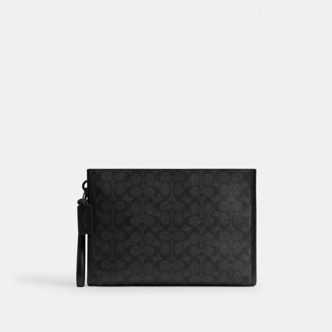 Coach Charter Pouch In Signature Canvas - Black Coach Charter Pouch In Signature Canvas - Black