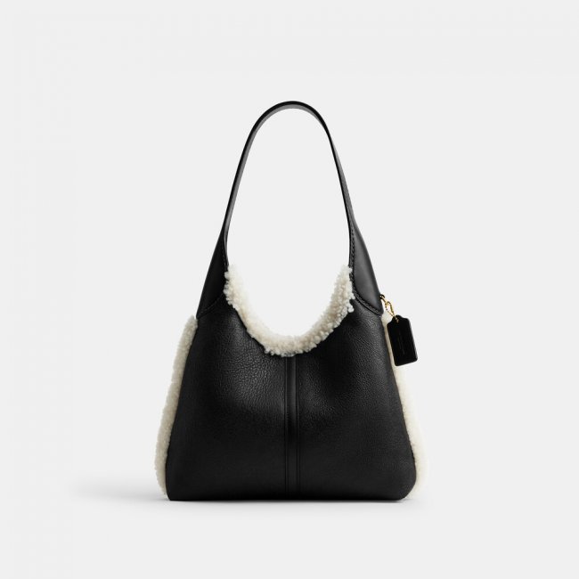 Coach Brooklyn Shoulder Bag 28 In Shearling - Black
