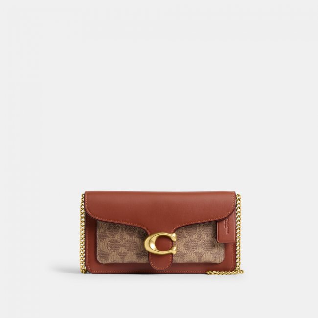 Coach Tabby Chain Clutch In Signature Canvas 21 - Light/Pastel Brown