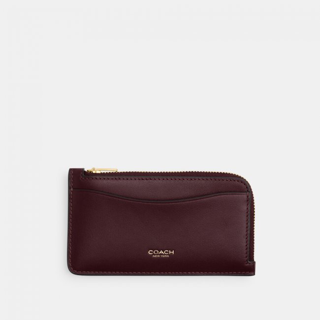 Coach New York Zip Card Case In Colorblock - BURGUNDY