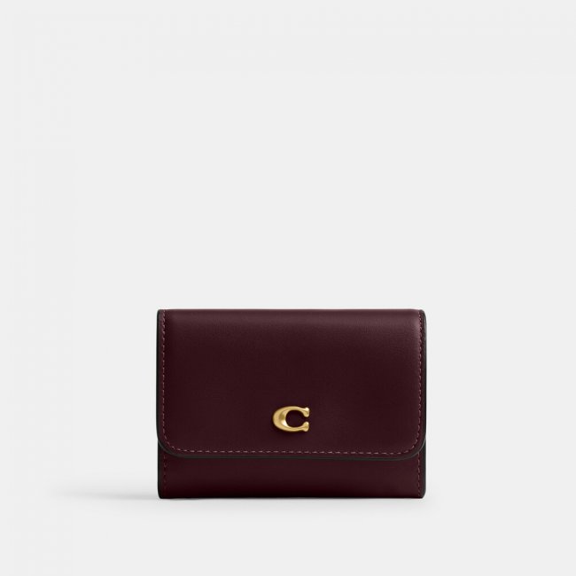 Coach Essential Flap Card Case - BURGUNDY