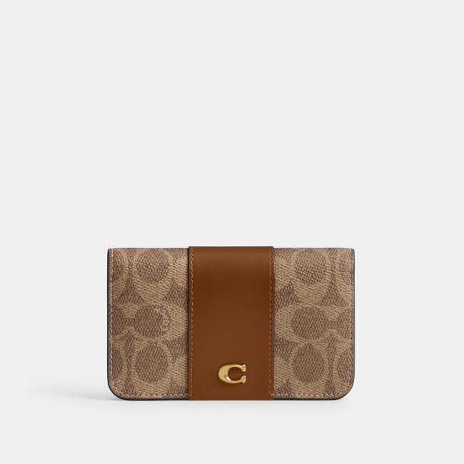 Coach Essential Slim Card Case In Signature Canvas - Brown II