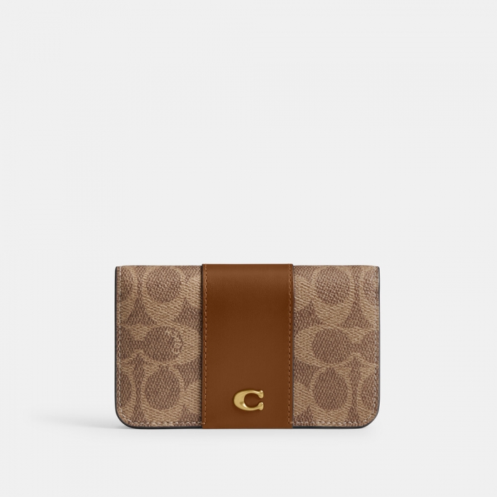 Coach Essential Slim Card Case In Signature Canvas - Brown II