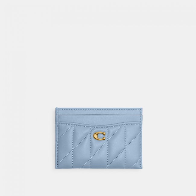 Coach Essential Card Case With Pillow Quilting - Light/Pastel Blue