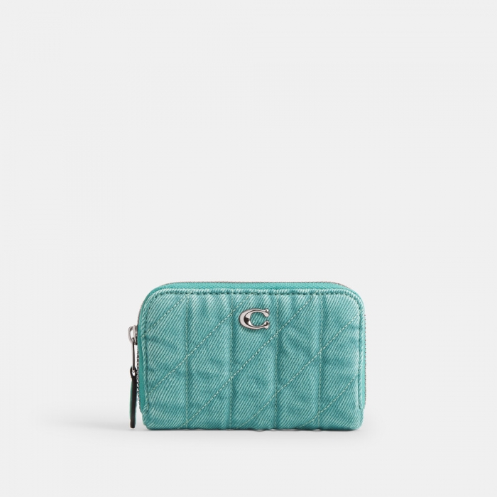 Coach Essential Small Zip Around Card Case With Quilting - Green