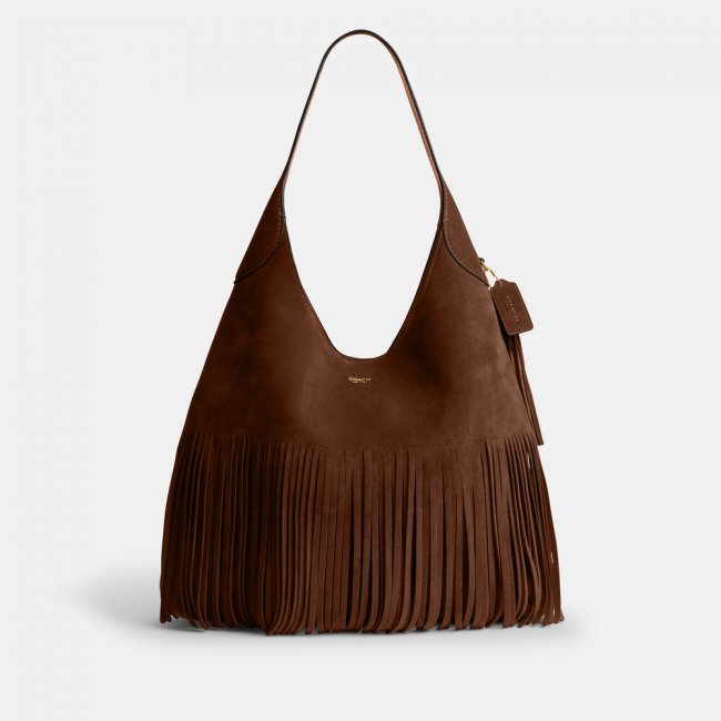 Coach Brooklyn Shoulder Bag 39 With Fringe - Brown Coach Brooklyn Shoulder Bag 39 With Fringe - Brown