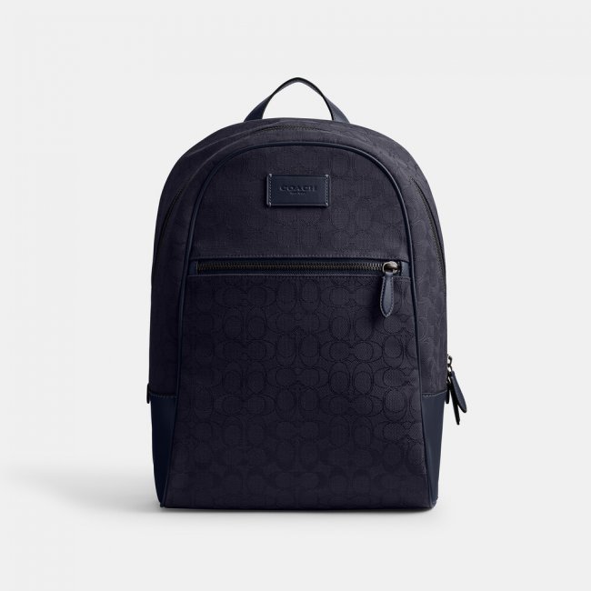 Coach Theo Backpack In Signature Jacquard 27 - Navy