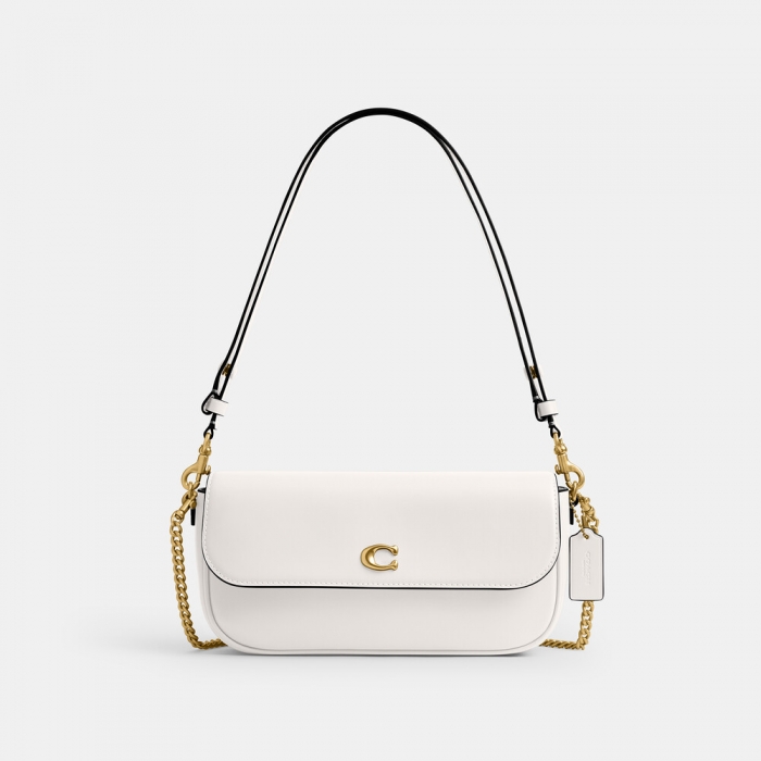 Coach Brook Flap Chain Bag - WHITE