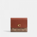 Coach Mila Small Flap Wallet In Signature Canvas - Light/Pastel Brown