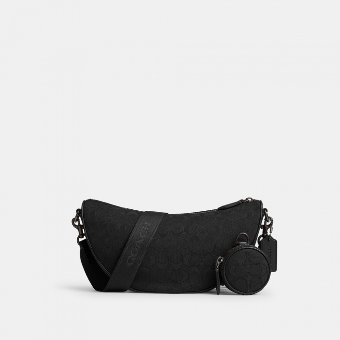Coach Hall Soft Sling Bag In Signature Jacquard 30 - Black