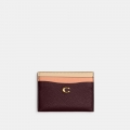 Coach Essential Card Case In Colorblock - BURGUNDY