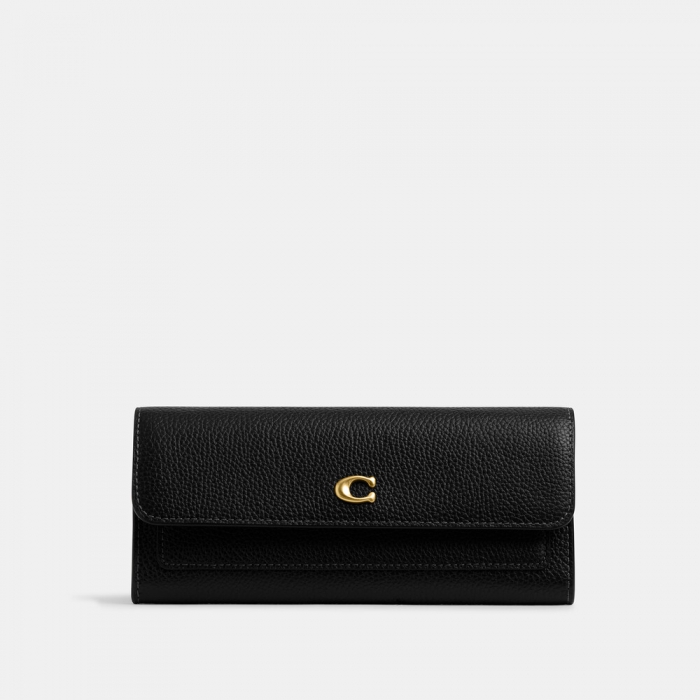 Coach Mila Long Flap Wallet - Black
