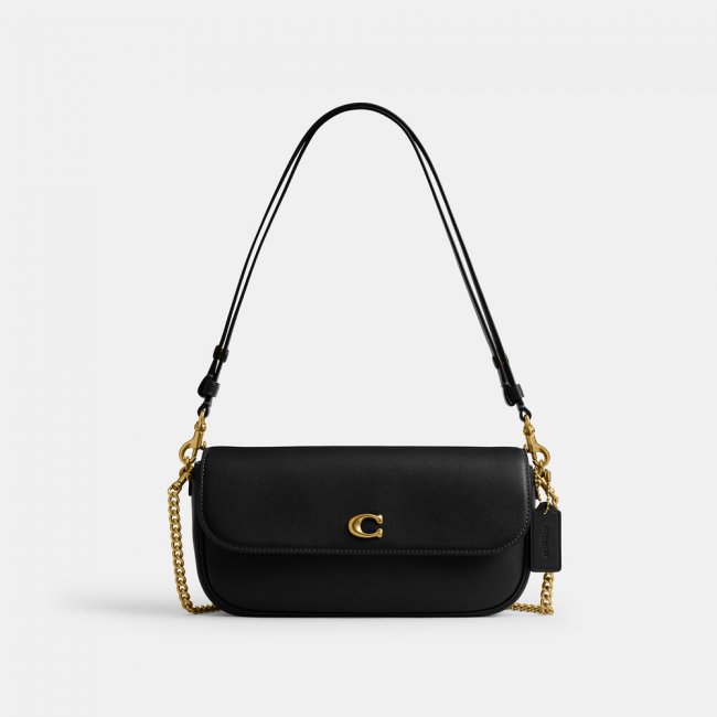 Coach Brook Flap Chain Bag - Black